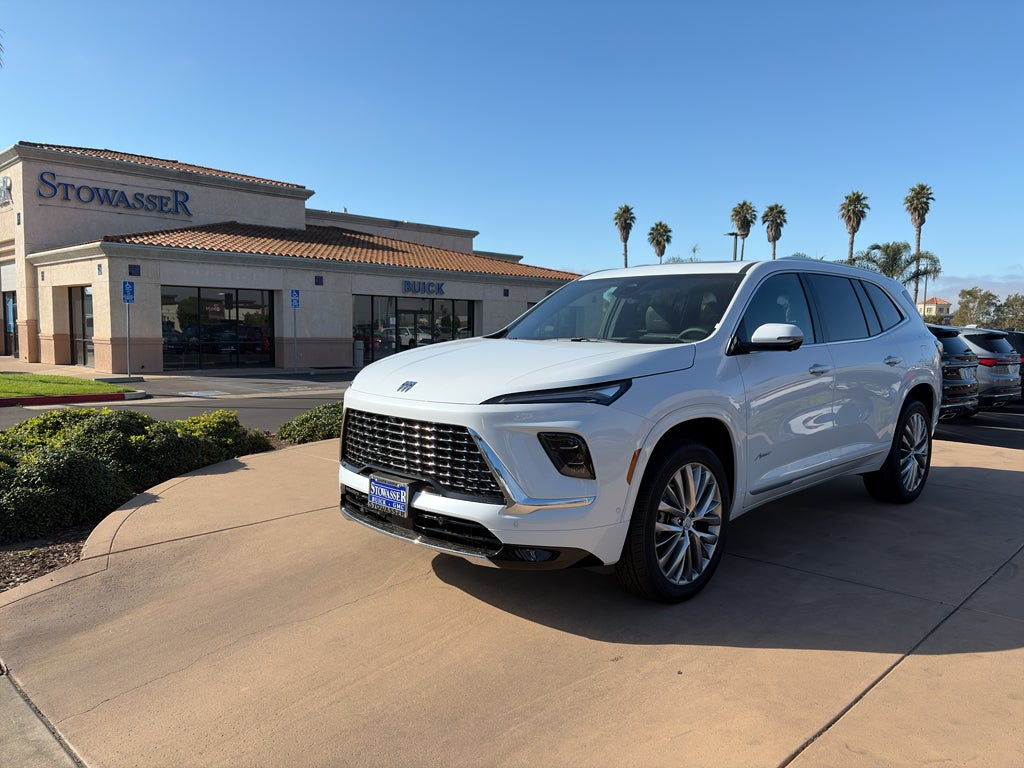 2026 Buick Enclave Avenir in Iridescent White Tricoat — front three-quarter view
