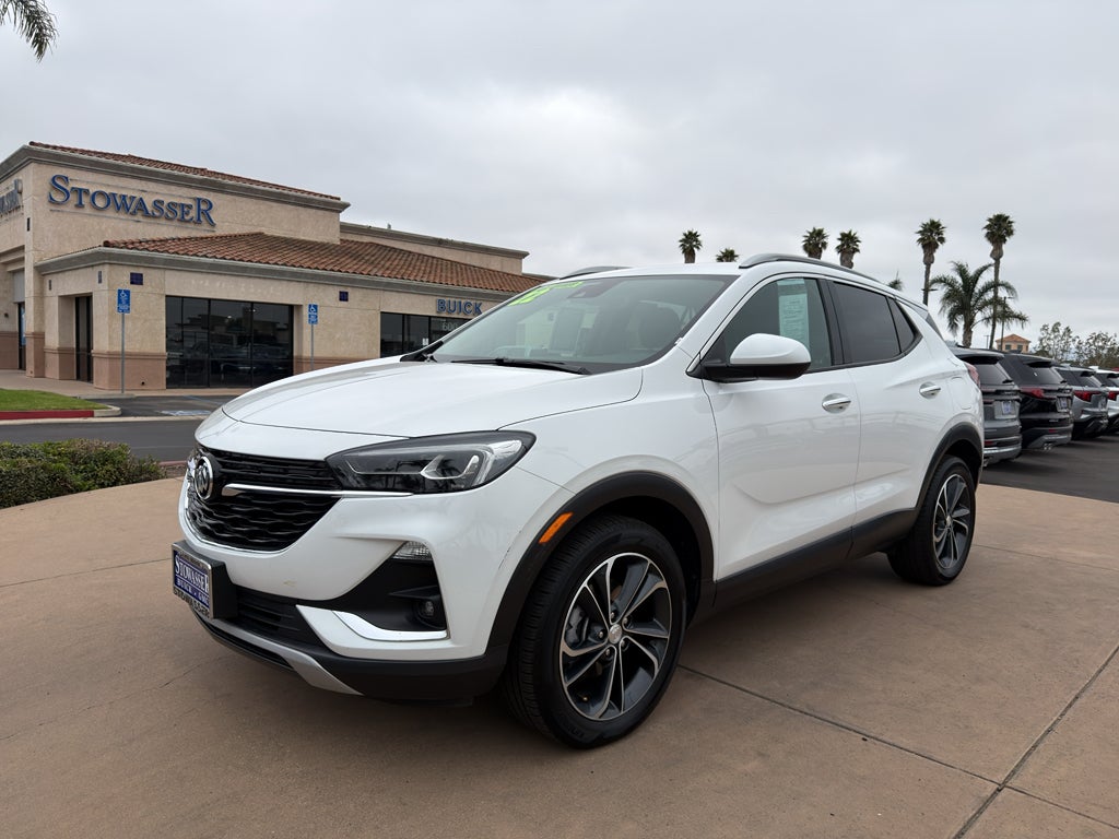 2022 Buick Encore GX Essence FWD in Summit White — front three-quarter view